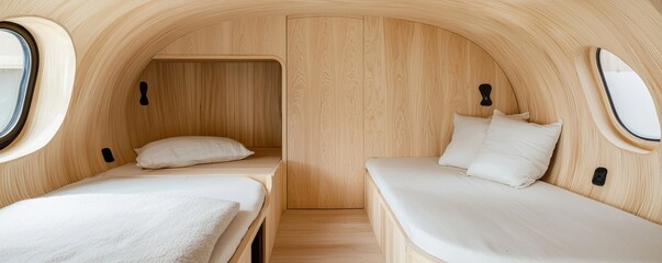 Cozy and Minimalist Wooden Interior Design of a Modern Sleeping Space with Natural Light