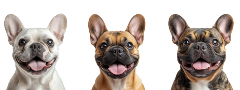 French Bulldog with big smile on transparent background