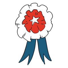 Obraz premium Patriotic Rosette Illustration: A stylized illustration of a patriotic rosette, rendered with a vibrant palette of red, white, and blue, symbolizing pride and national identity.