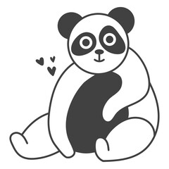 Obraz premium Adorable Panda Illustration: A charming panda illustration with a heart. The panda's distinct black and white fur is depicted in a clean, minimalist style, set against a neutral background.