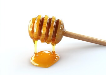 Honey Dripping from a Wooden Honey Dipper