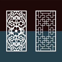 Kitchen and Hall Jali geometric CNC jaali pattern for laser cutting and interior designing vector graphics
