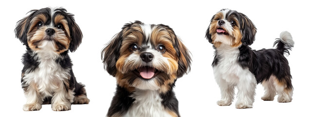 Collection of Shih tzu dog with a smile on transparent background