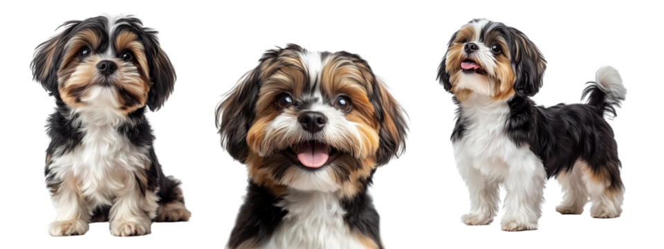 Collection of Shih tzu dog with a smile on transparent background