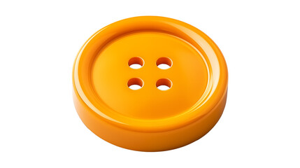 Fototapeta premium Clothes button, orange color icon. Detailed realistic plastic sewing button isolated. Png illustration