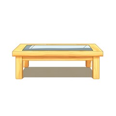 Simple Wooden Coffee Table with Glass Top Design