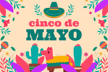cinco de mayo festival background illustration in flat design