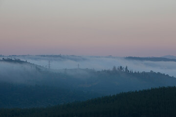 Beautiful morning mist in Alto Alentejo region, Portugal