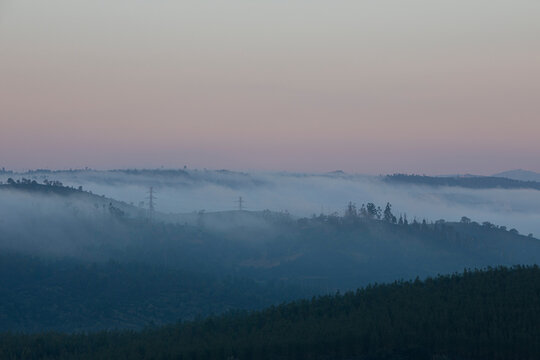 Beautiful morning mist in Alto Alentejo region, Portugal