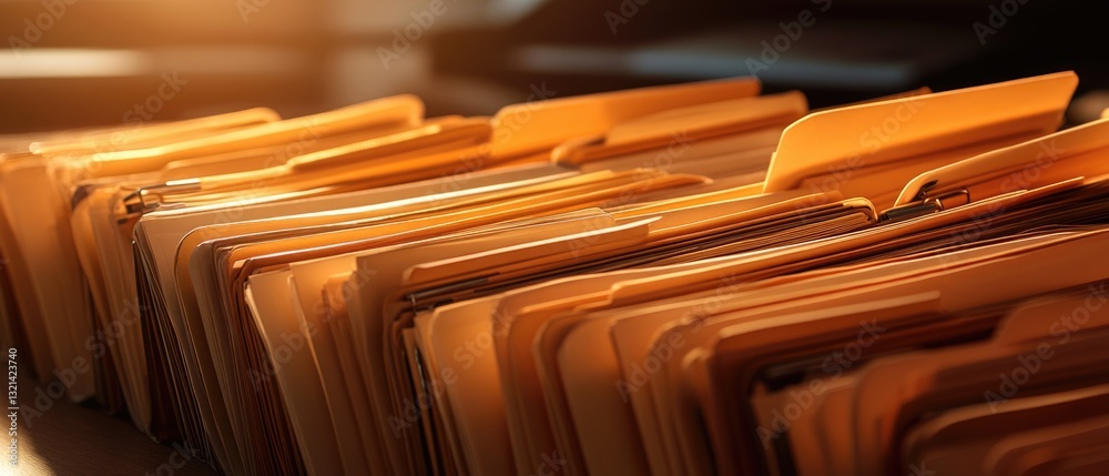 Poster a collection of folders stacked on a table