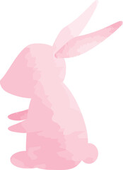 Pink Watercolor Rabbit. Creative Easter vector illustration with rabbit in watercolor style. Modern posters for party decoration, holiday, advertising, branding, cover, postcard, sale.