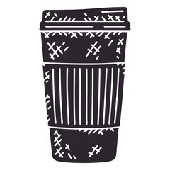 Minimalist Coffee Cup: A sleek, monochromatic illustration of a to-go coffee cup, a simple design with clean lines that is both modern and minimalist.