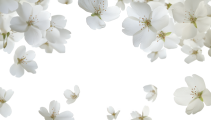 delicate white flowers floating against a soft light background evoking feelings of peace and tranquility perfect for nature-themed designs or calming visuals