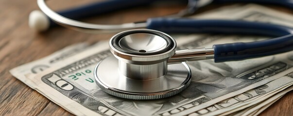 stethoscope resting on a pile of money