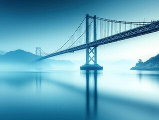 Obraz premium Misty bridge over calm waters