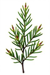 Obraz premium Spruce branch isolated on white background with small twigs, twig, branches