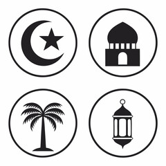silhouette style Ramadan icon vector 
