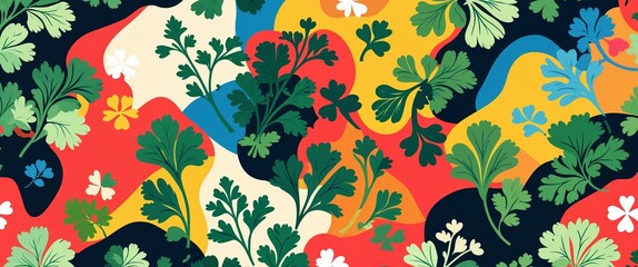 parsley pattern on colorful plain background digital abstract art work illustration design