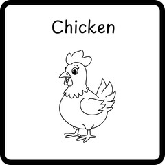 Animals Coloring E Book for Kid - chicken