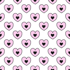 Hand drawn hearts. Seamless pattern for fabric design,  wallpapper, wrapping.