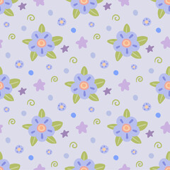 Fototapeta premium Pretty flowers. Seamless vector pattern for fabric design, wrapping paper, wallpapers. 