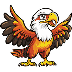 Obraz premium Cartoon Eagle with White Feathers and Orange Beak and Feet