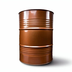 A Solitary, Aged Copper Barrel Stands Against A Stark White Backdrop, Its Textured Surface Hinting At Stories Untold, A Silent Sentinel Of Time And Industry