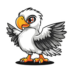 Obraz premium Cartoon Eagle with White Feathers and Orange Beak and Feet
