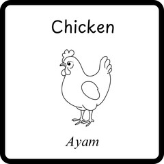 Animals Coloring E Book for Kid - chicken or ayam (2)