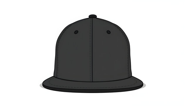 Mock up blank flat snap back hat black isolated view set on white background. White tone