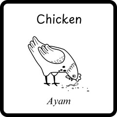Animals Coloring E Book for Kid - chicken or ayam (3)