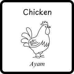 Animals Coloring E Book for Kid - chicken or ayam (2)