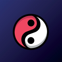 Yin Yang symbol, simple and modern red and white color