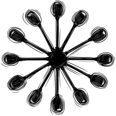 Chandelier, top view vectorized furniture, Chandelier furniture piece