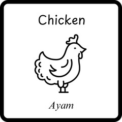 Animals Coloring E Book for Kid - chicken or ayam (2)