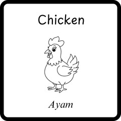 Animals Coloring E Book for Kid - chicken or ayam