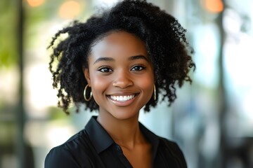 Obraz premium a portrait of a beautiful african american woman with a radiant smile.