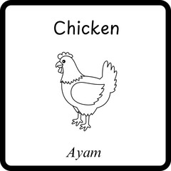 Animals Coloring E Book for Kid - chicken or ayam