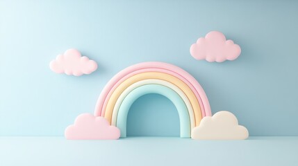 Pastel rainbow and clouds scene (2)