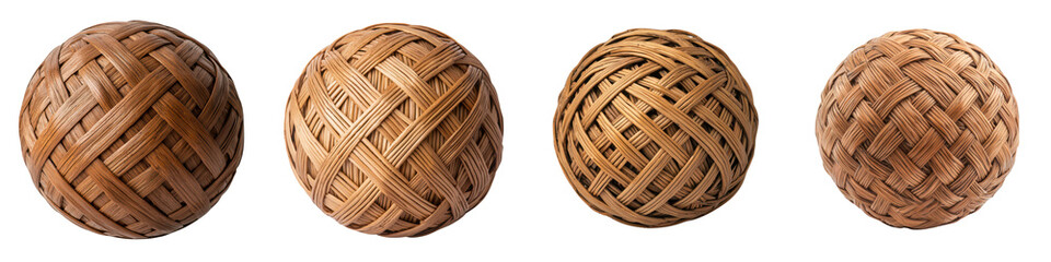 Obraz premium Closeup view of beautifully handcrafted wicker spheres with intricate weave patterns showcasing the natural texture and organic aesthetic of this artisanal material