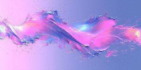 Abstract Background of Pink and Blue Fluid Waves with Glittering Particle Dust on a Soft Gradient...