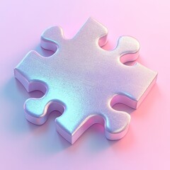 Obraz premium Isolated 3D Puzzle Piece with Textured Surface in Soft Pastel Colors