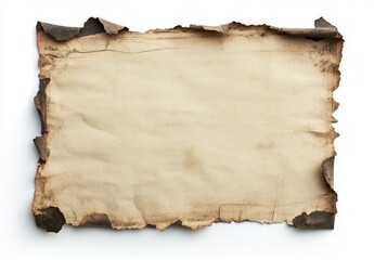 Aged, scorched parchment paper.  Faded,  brown paper,  damaged,  burnt edges,  antique,  vintage,  worn,  fragile,  historic,  document