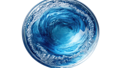 The Vortex of Water: Captivating top-down view of a swirling vortex of water in glass, a dynamic display of liquid motion and power. Capturing energy and movement.