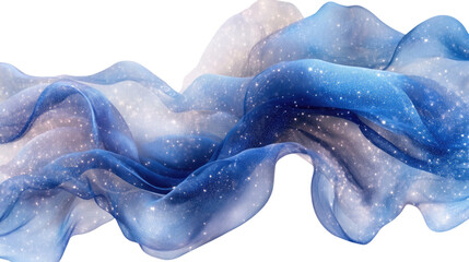 Fototapeta premium Celestial Silk: Flowing blue and white silk fabric, shimmering with ethereal beauty, creating a sense of elegance and fluidity, perfect for artistic design and decoration.