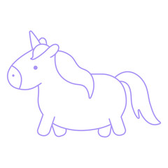 Fototapeta premium Dreamy Unicorn Illustration: A whimsical, line-art illustration of a charming unicorn in a soothing pastel palette. A perfect addition to your designs. 