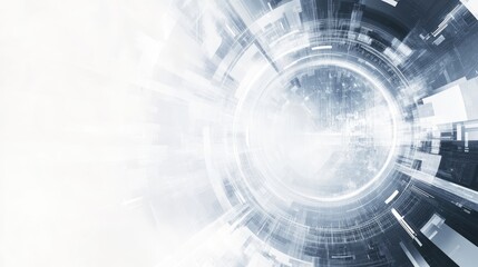Obraz premium Abstract futuristic design showcasing a circular pattern with dynamic light effects and a soft white background