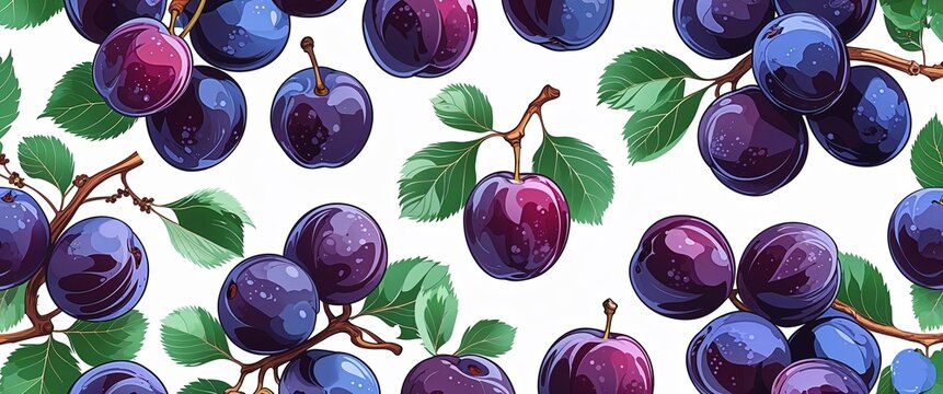 plum pattern on white plain background digital abstract art work illustration design