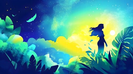 Colorful web design illustration of a person