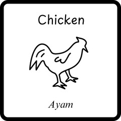Animals Coloring E Book for Kid - chicken or ayam (2)